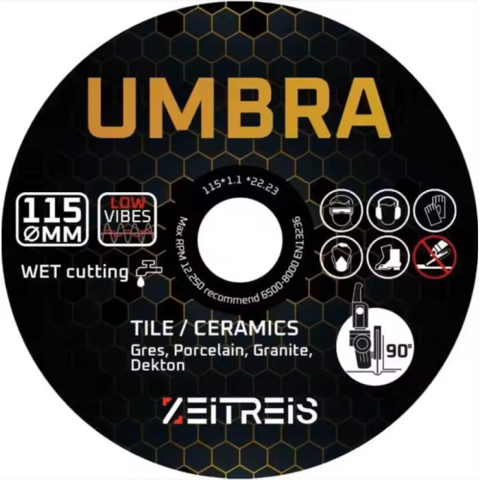 Алмазний диск ZEITREIS UMBRA Black Resin 115×1,1×22,23 мм – ультрачистий різ без сколів (ZTRPS130)